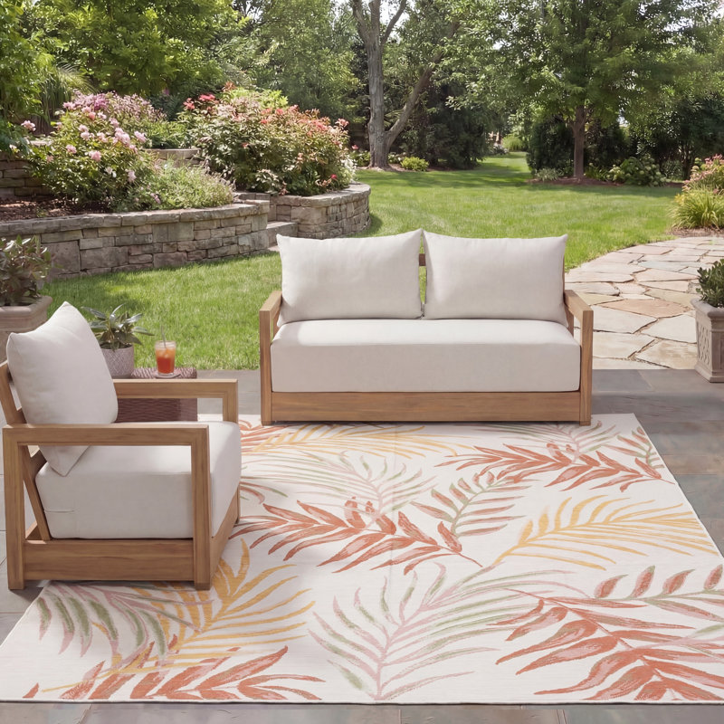 Tapis d'intérieur / extérieur floral Chetna Sunrise Performance, Tapis de couloir 2 pi x 8 pi
