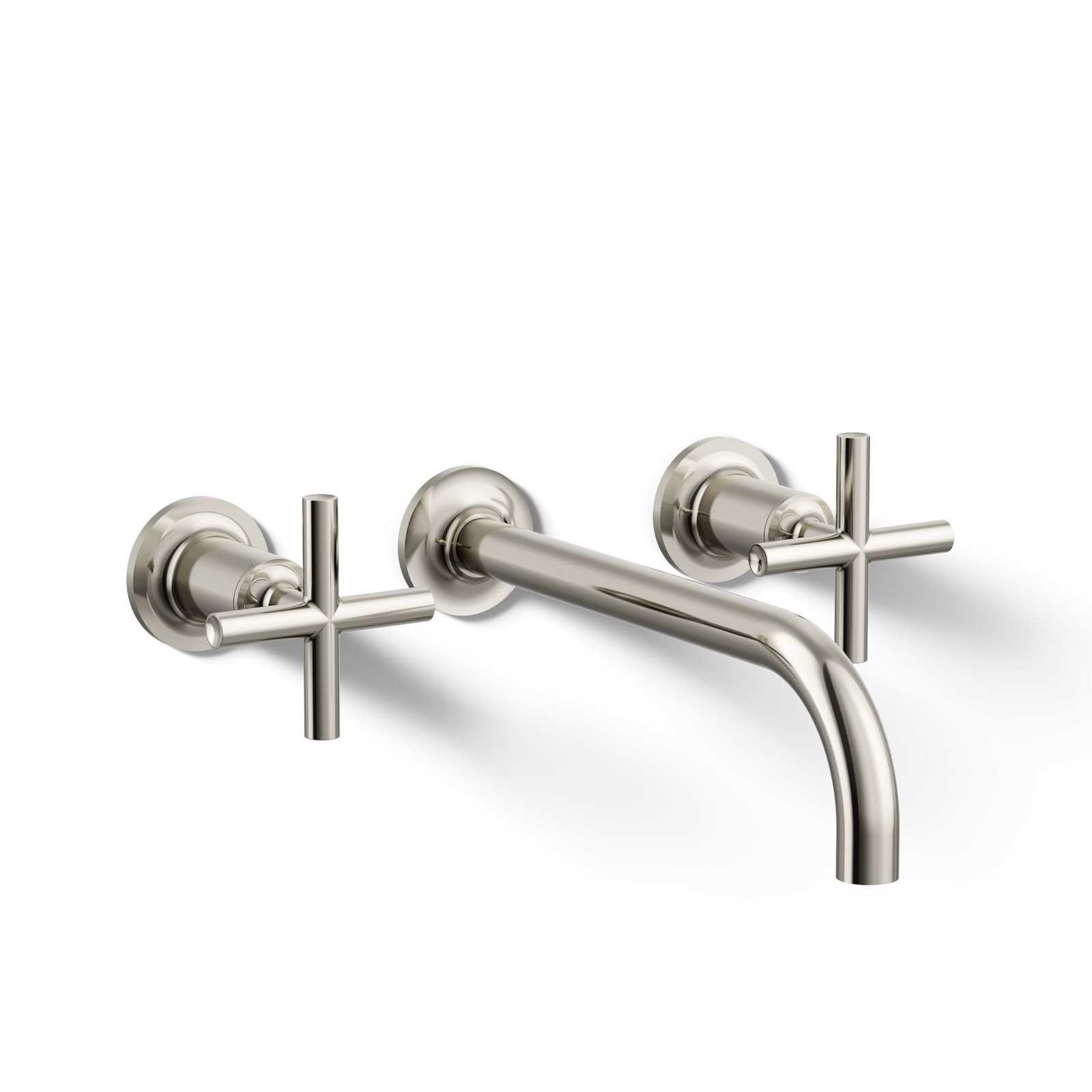 Purist Wall Mounted Bathroom Faucet, Vibrant Polished Nickel, Cross Handle