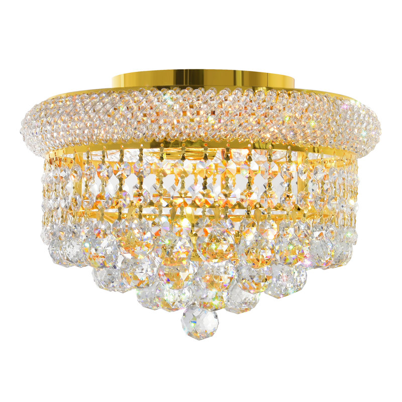 Plafonnier encastré Classic Crystal, Doré, H 9 po x l 12 po x P 12 po