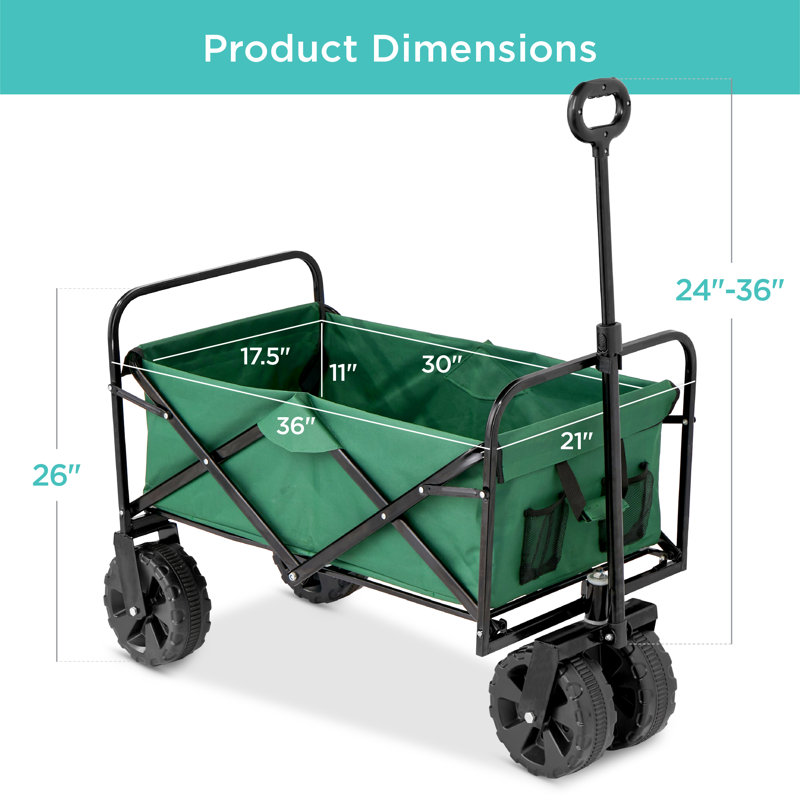 36 in. Folding Multipurpose Indoor Outdoor Utility Cart with Swivel Wheels, Adjustable Handle