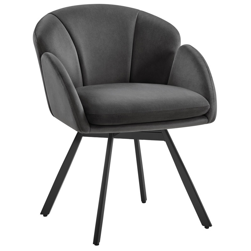 Velvet Swivel Armchair, Dark Grey