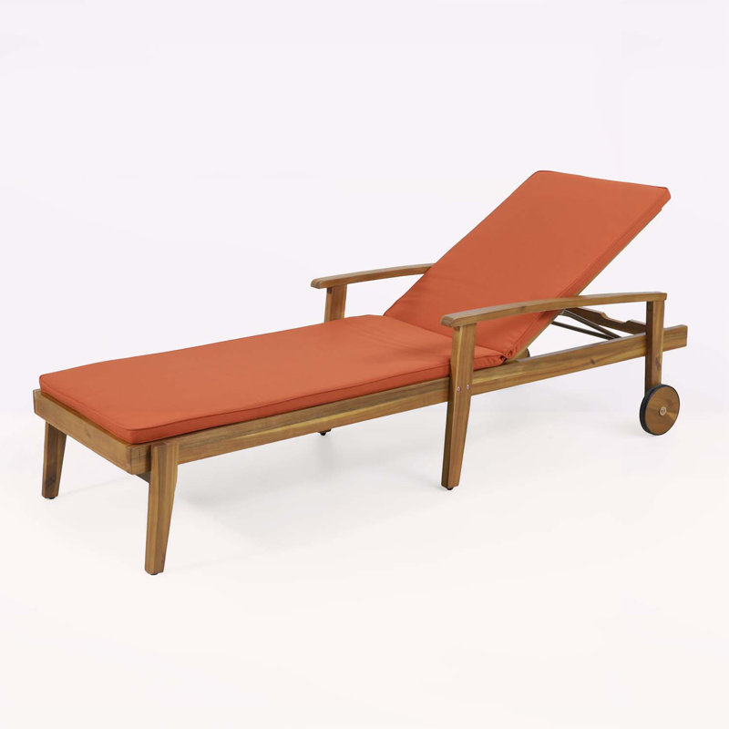 Chaise longue en bois exquis pour une détente et un style ultimes, Orange