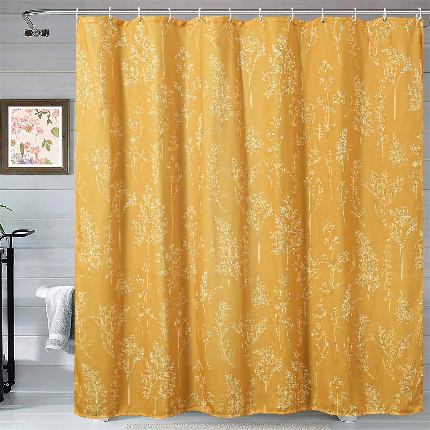 Red Barrel Studio Pink Botanical Linen Shower Curtain For Girls ...