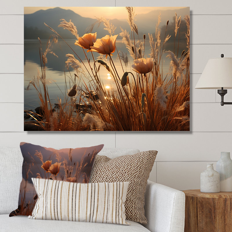 Sunset Wildflower Serenade On Canvas Print, 24" H x 32" W x 1" D, Wrapped Canvas