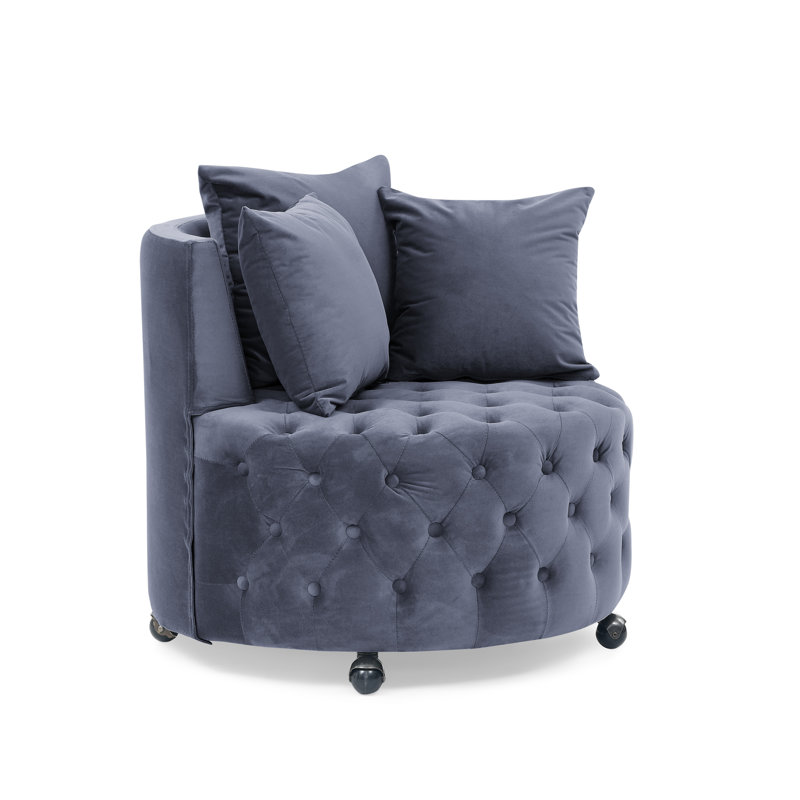 Velours capitonné de 30 po de largeur sans accoudoirs, Velours gris