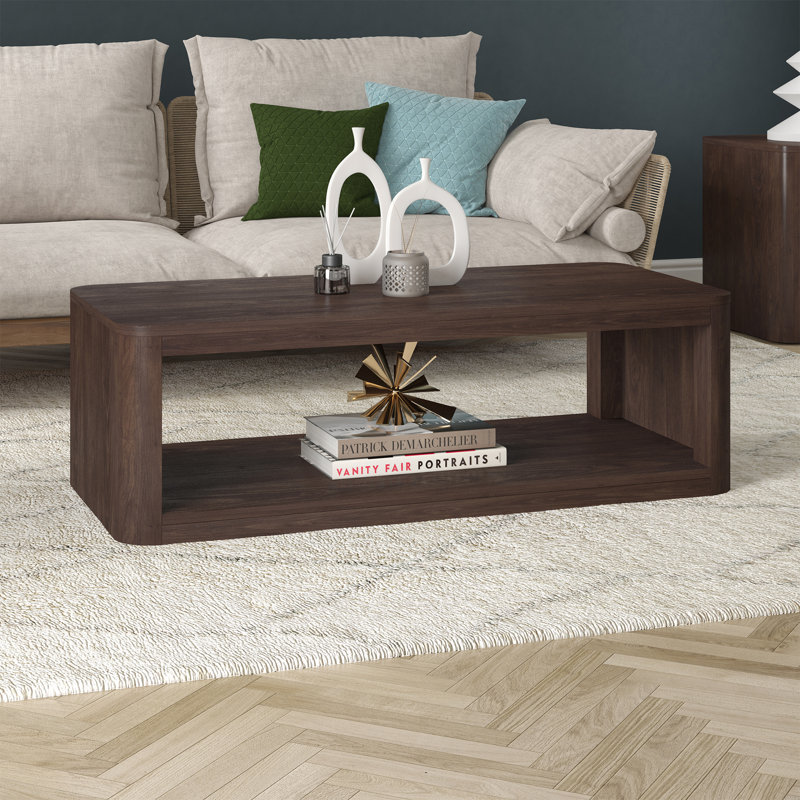 Kellan 47" Wide Rectangular Coffee Table in Grain, Brown