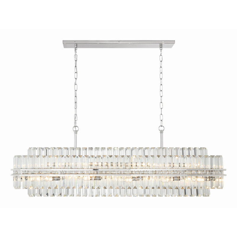 Clementie 16 - Light Dimmable Kitchen Island Modern Linear Chandelier, Polished Nickel