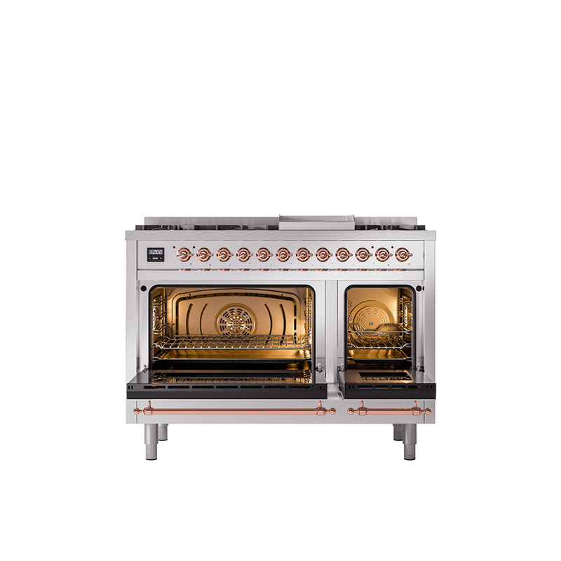 ILVE Nostalgie II 48 Dual Fuel Range , Stainless Steel/Copper, Liquid Propane