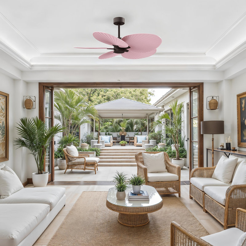 Alessandra - Five Blade Ceiling Fan, Light Pink, Textured Bronze
