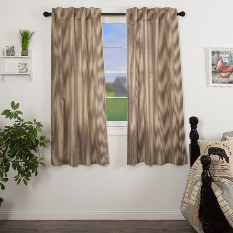 Sawyer Mill 100% Cotton Room Darkening Curtain Panel Pair, Coal Black, Dark Crème