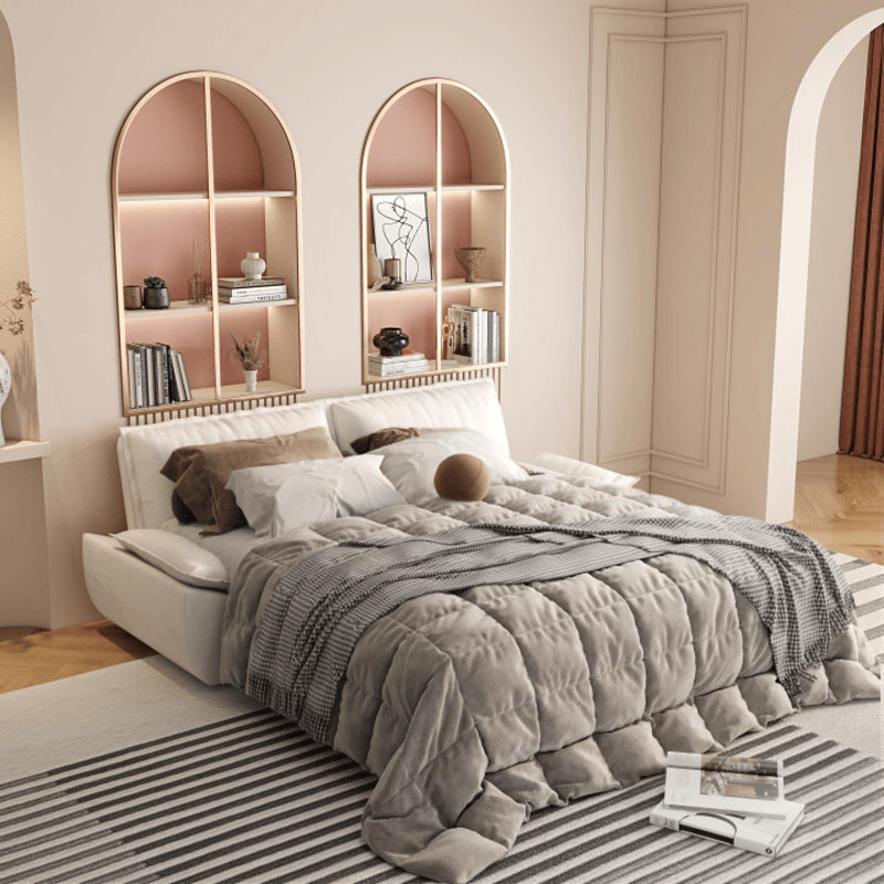" queen pull out sofa bed | 3-in-1 convertible sleeper | 2 soft pillows | beige velvet | multi-functional design