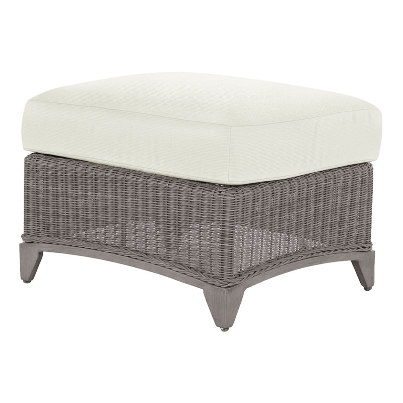 Astoria Outdoor Ottoman with Cushion, Oyster, No Welt, Natural White