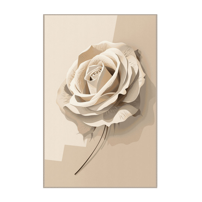Machine Washable Orlandra White Rose Minimalist Solid Color Rug in Beige – Beige Binding, 6x9