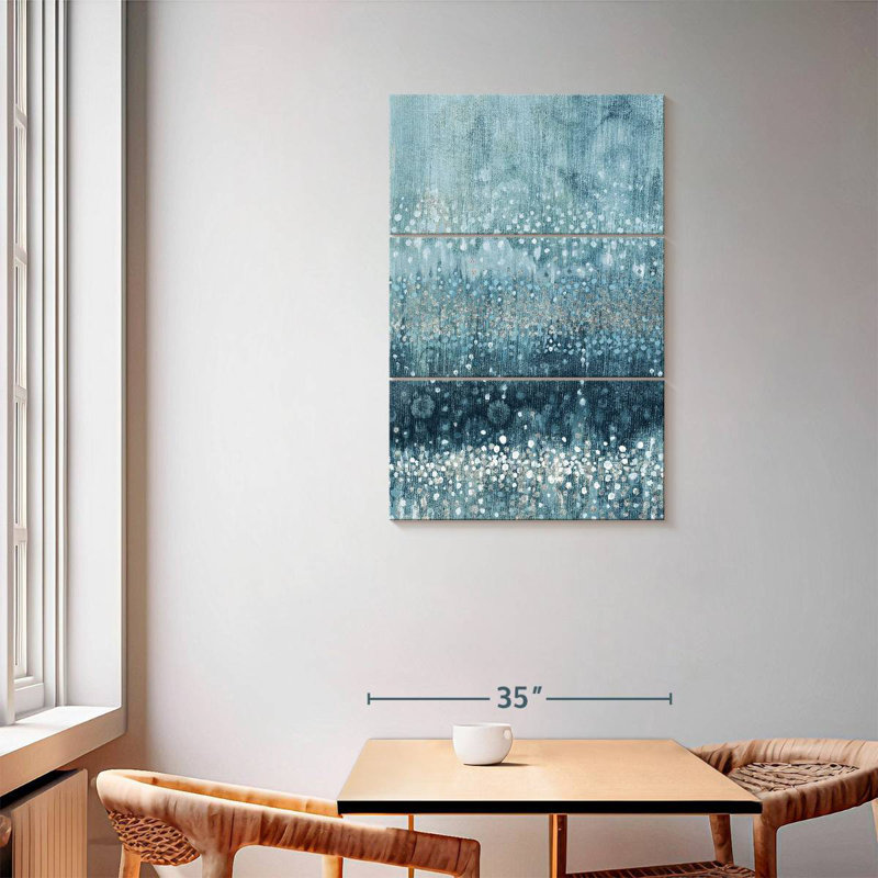 Avery Rain Abstract II Blue Silver, 57" H x 36" W
