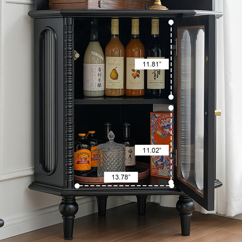 Armoire de coin en bois massif brun noisette