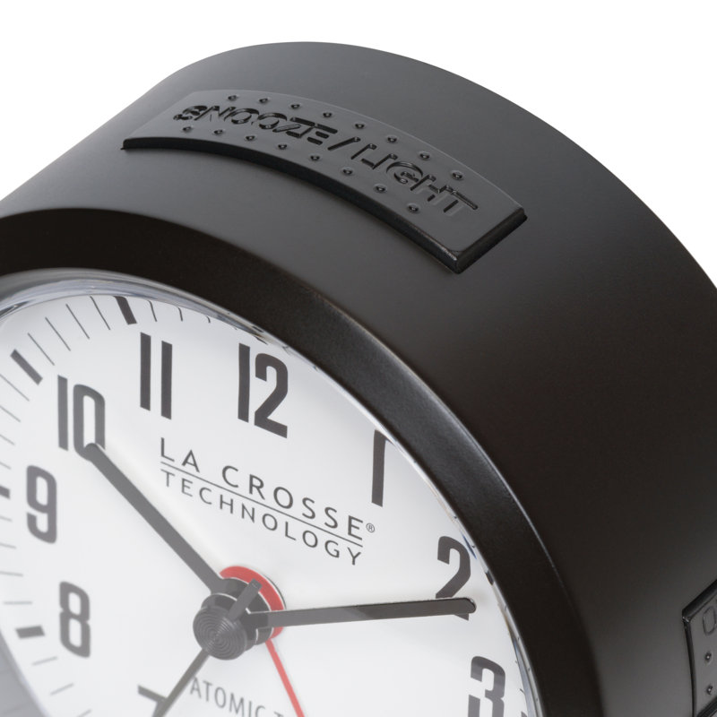 4-Inch Round Black Atomic Analogue Alarm Clock