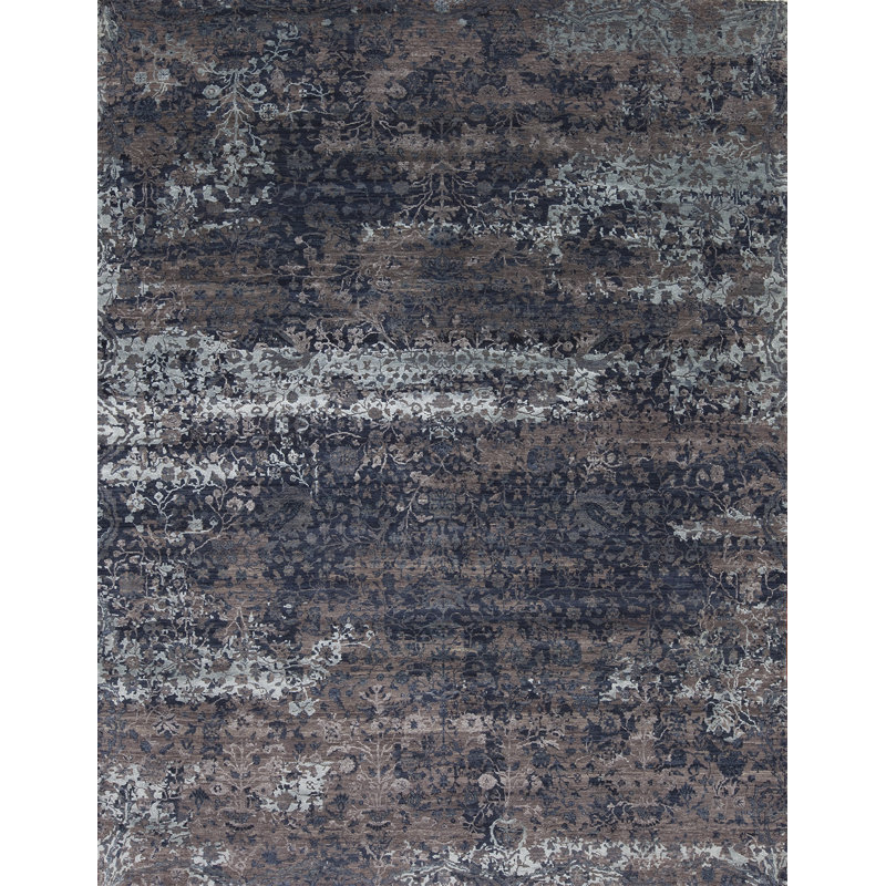 Paradise Hand Knotted Abstract Area Rug, Rectangle 8' x 10'