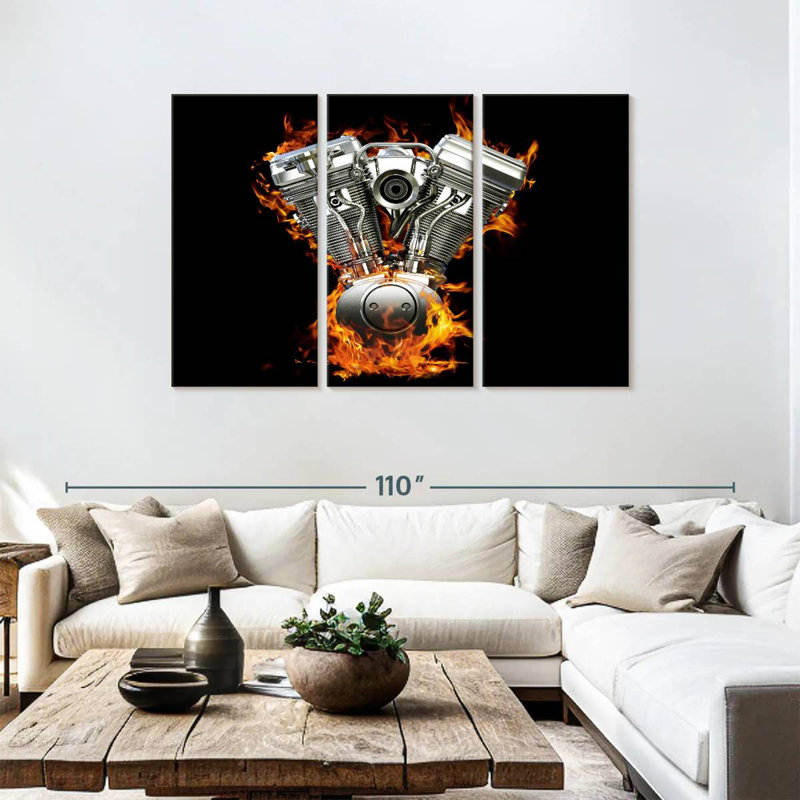 Mehar Blazing Motorcycle Engine, 48" H x 74" W