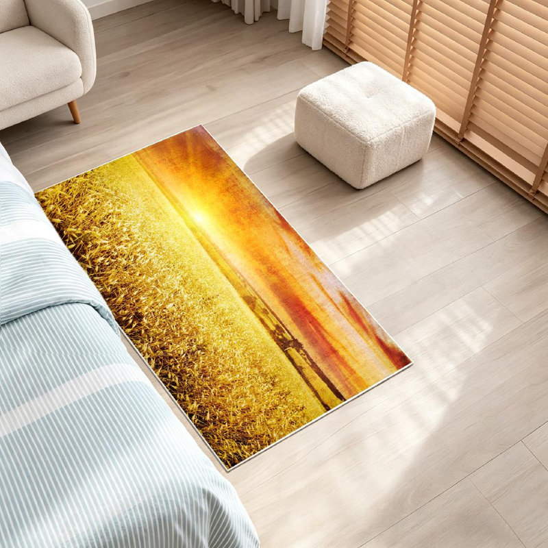 Tapis d'intérieur lavable transparent champ de blé Sunrise Sunrise Farm, Rectangle 32" x 47"
