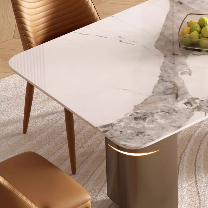 Table de salle à manger rectangulaire Luxury, Orange, Doré, H 29,5 po x L 55,1 po x l 31,5 po