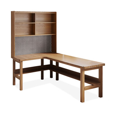 Bureaux en bois massif en L Burlywood