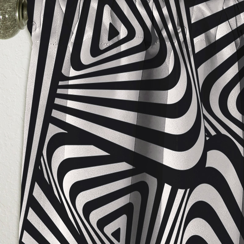 Panneau de rideau géométrique, motif triangulaire noir et blanc occultant - géométrie triangulaire rétro dynamique en noir et blanc