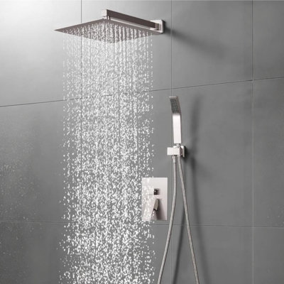 12" Square Shower Head Pressure Balanced Shower Faucet System With Handheld Spray