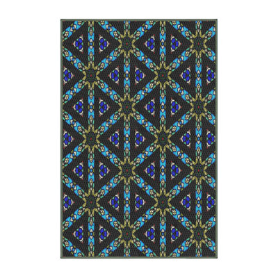 Tapis bleu/vert/mauve à motif de zone mauve