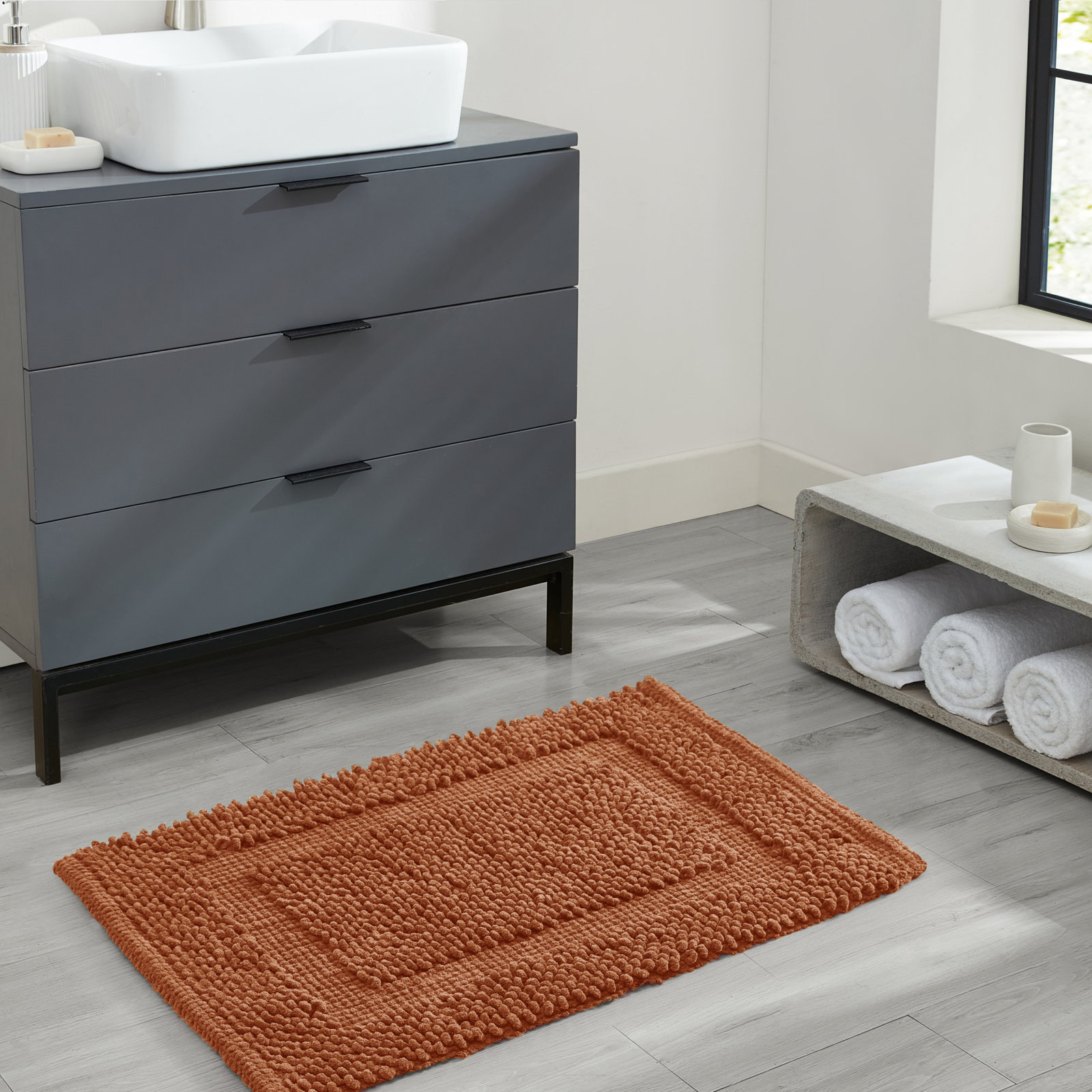 Payten Classic Cotton Bath Mat, Single - 20"W x 32"L, Rust