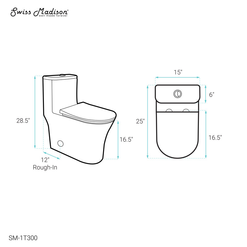 TWISTER Dual Flush, Cascade One-Piece Compact Toilet, 1.1/1.6 GPF