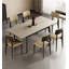 Table de salle à manger extensible de style simple et moderne avec plateau en pierre frittée en travertin et bois de frêne-615624904