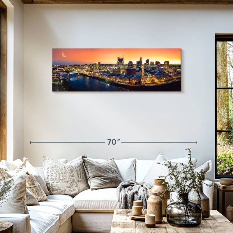 Nashville Sunset Panorama sur toile, H 17 po x l 51 po x P 1,25 po