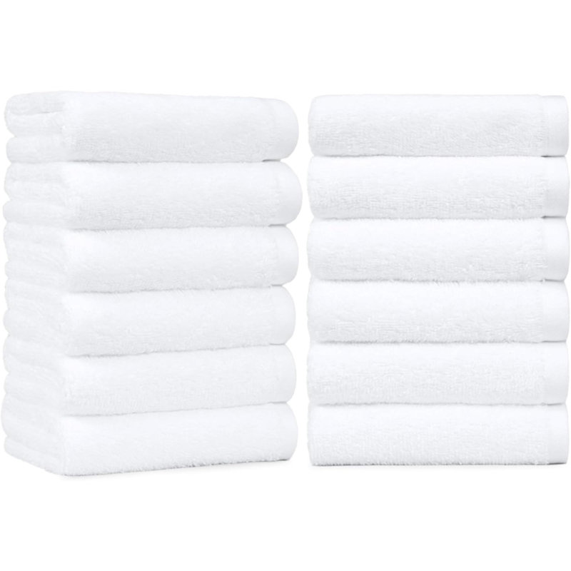 100% Cotton Hand Towels For Bathroom - 12 Pack  Towel, White