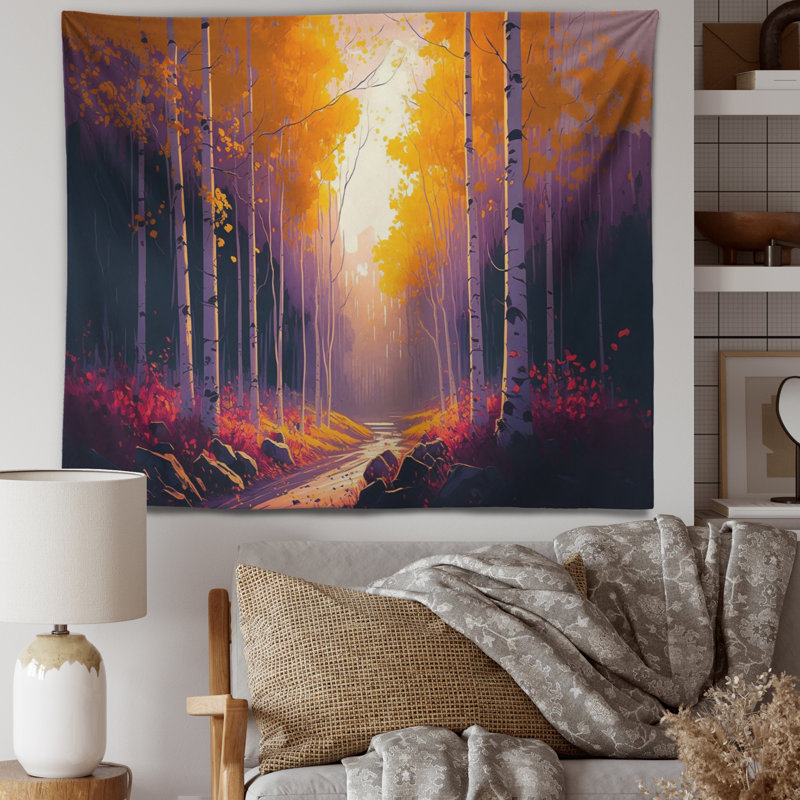 Tapisserie en polyester Golden Hour Birch Trees III, H 50 po x l 60 po