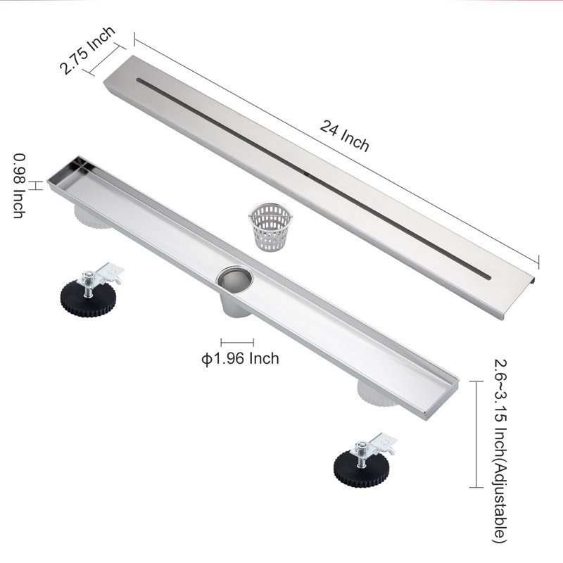 Grille linéaire de 24 po de largeur, Nickel brossé