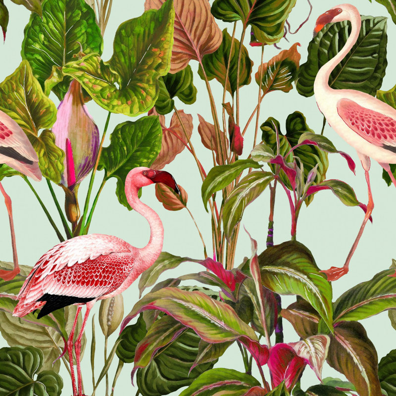 Floral Wallpaper Roll, Green/Pink