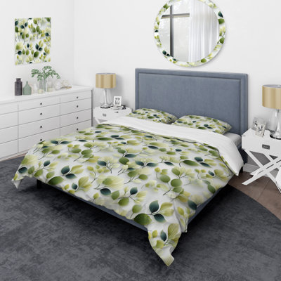 White And Green Wasabi Leaves Plants - Plants Duvet Cover Set - Microfiber Polyester