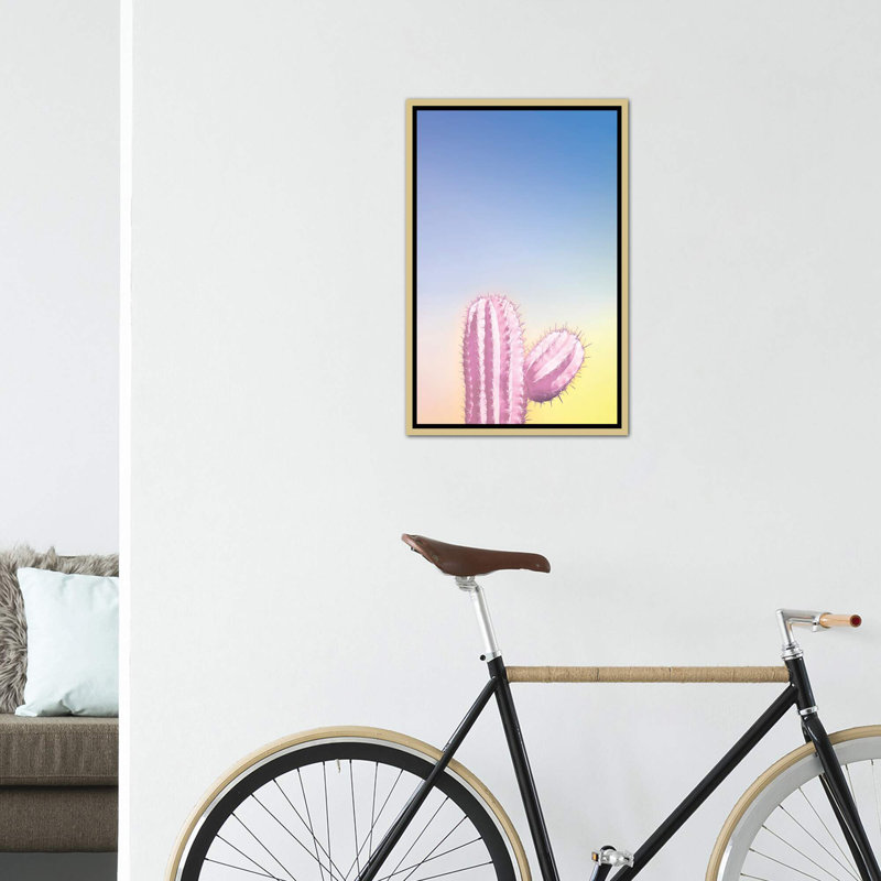 Art my cactus, H 26 po x l 18 po x P 1,5 po, Toile encadrée d'or