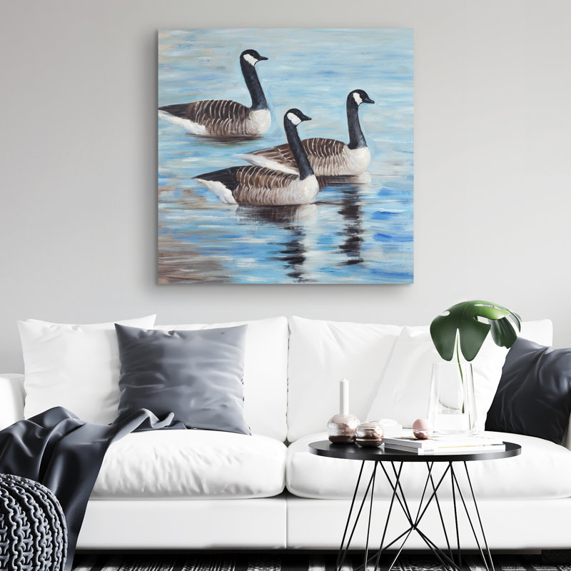 Canada geese in water - 32"x32" art on canvas