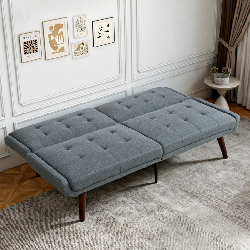 Canapé-lit futon convertible, canapé-lit de 63 pouces avec dossier réglable à 5 positions pour les petits espaces et les chambres d'amis