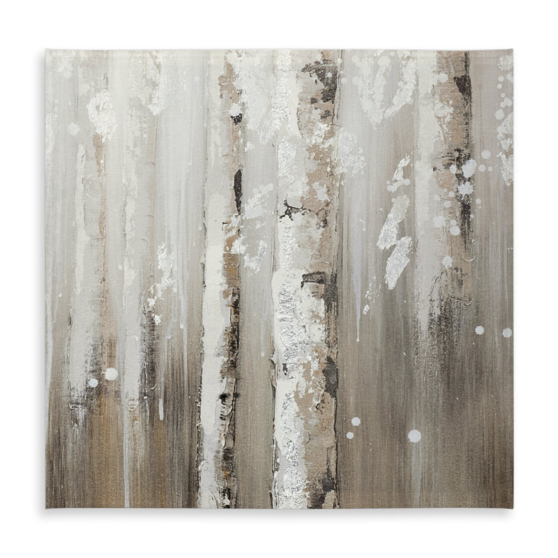 Beige Trees Landscapes Tablecloth - Delicate Birch Trees Decor