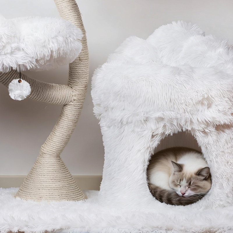 Tour pour arbre à chat 4 couches avec lit pour chat et condo pour chat, arbre à chat avec poteau à griffer, housses amovibles et lavables