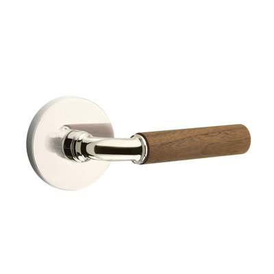Ensemble de faux levier Emtek Select avec rosette à disque et tige R-Bar, poignée en noyer foncé
