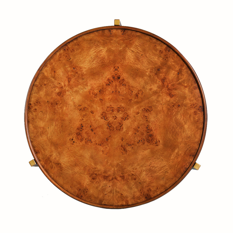 Petite table basse Reston, Doré, Bois noueux rustique, Petit