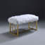 Banc de chambre contemporain blanc et doré avec coussin en fausse fourrure chaud pour le confort