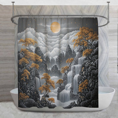 Rideau de douche Waterfall - Paysage romantique