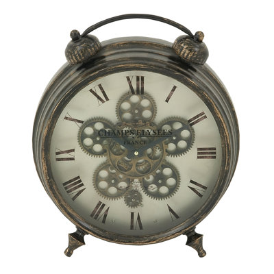 American Traditional Analogue Metal Tabletop Clock with Alarm in