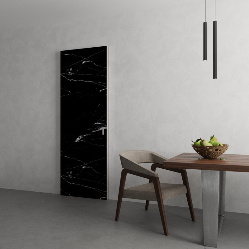Grange cachée avec bords argentés | Planum 0010, 36 po x 80 po, Nero Marquina