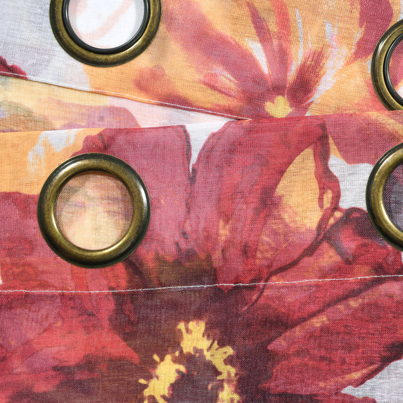 Leah Sheer Curtain Pair, Red/Orange