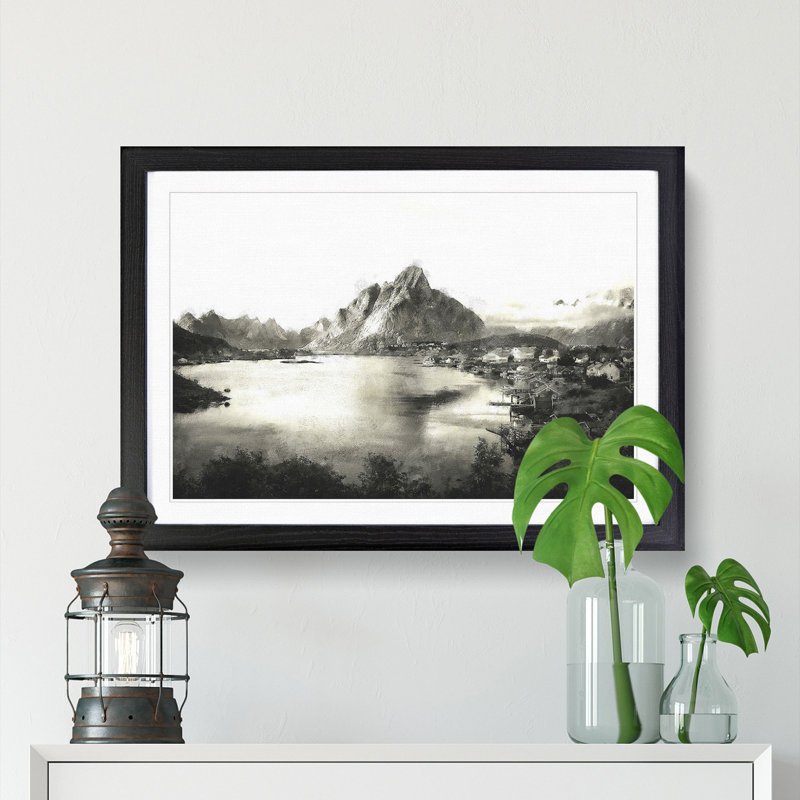 Reine Norway - Framed Print, 33cm H x 45cm W x 2cm D, Black Framed